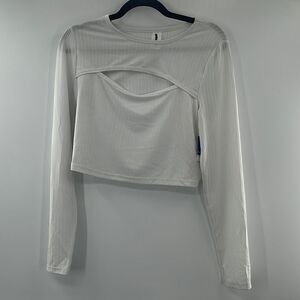 3For$20 Abound White Shimmer Crop Longsleeve size Large